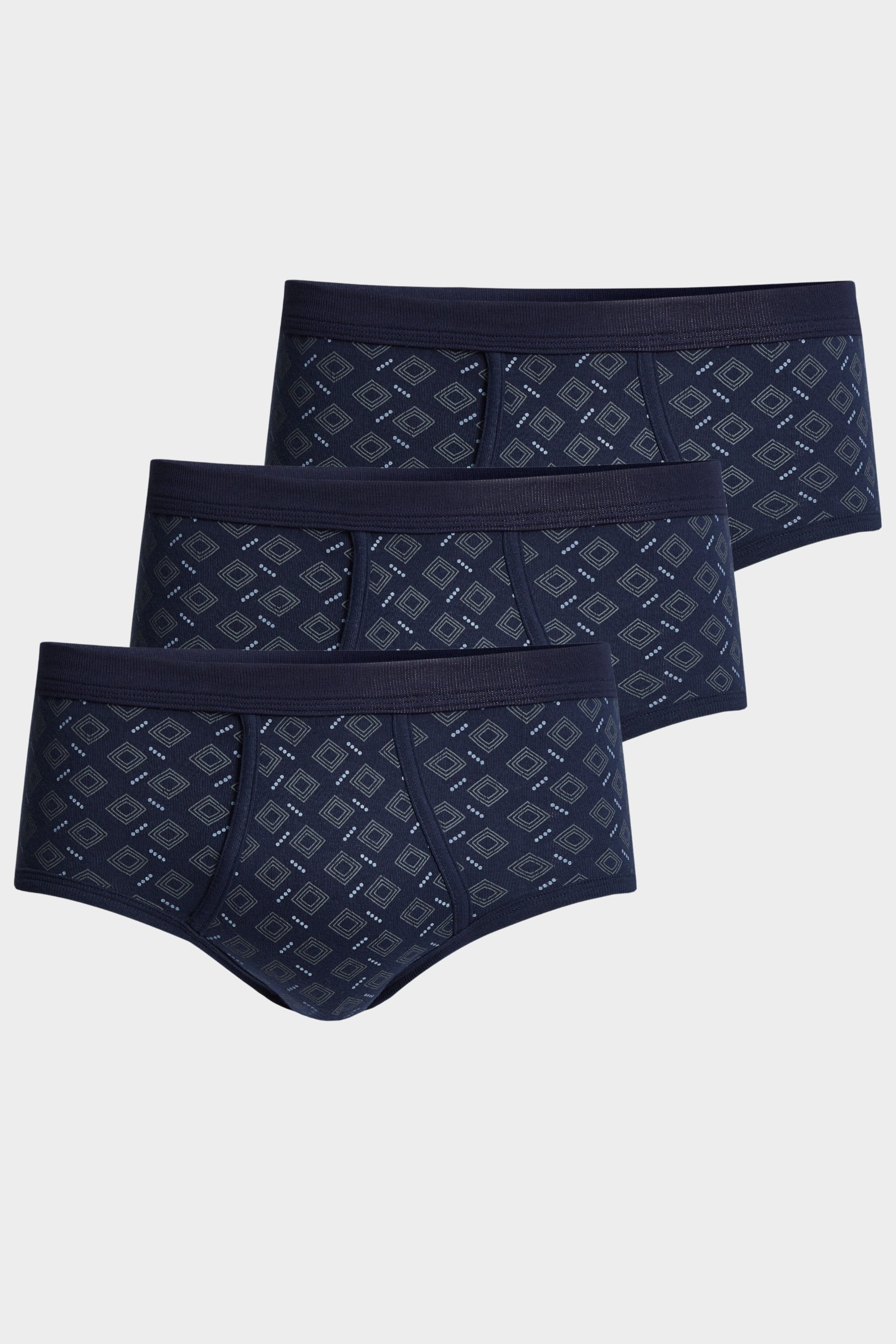 conta Herren Slip mit Eingriff 3er Pack in Farbe Druck Karo auf Marine Größe 10