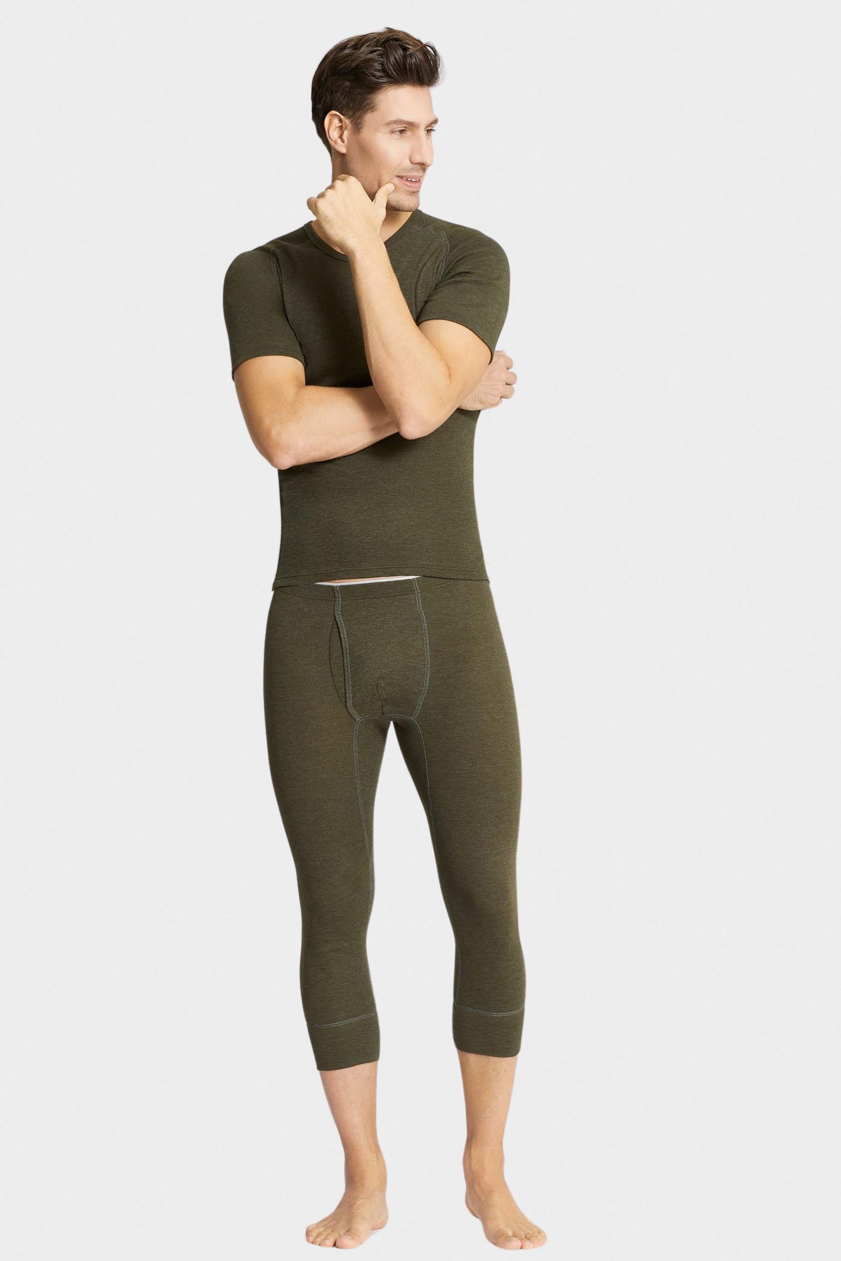 conta Herren Thermo 3/4 lange Hose in Farbe oliv melange Größe 10