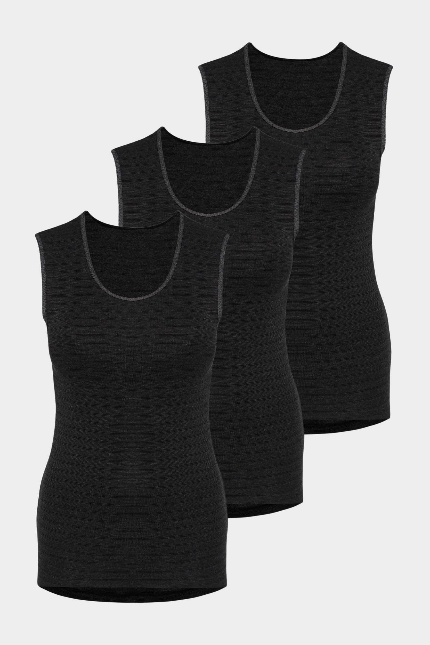 conta Damen Thermo Unterhemd 3er Pack in Farbe schwarz geringelt Größe 38