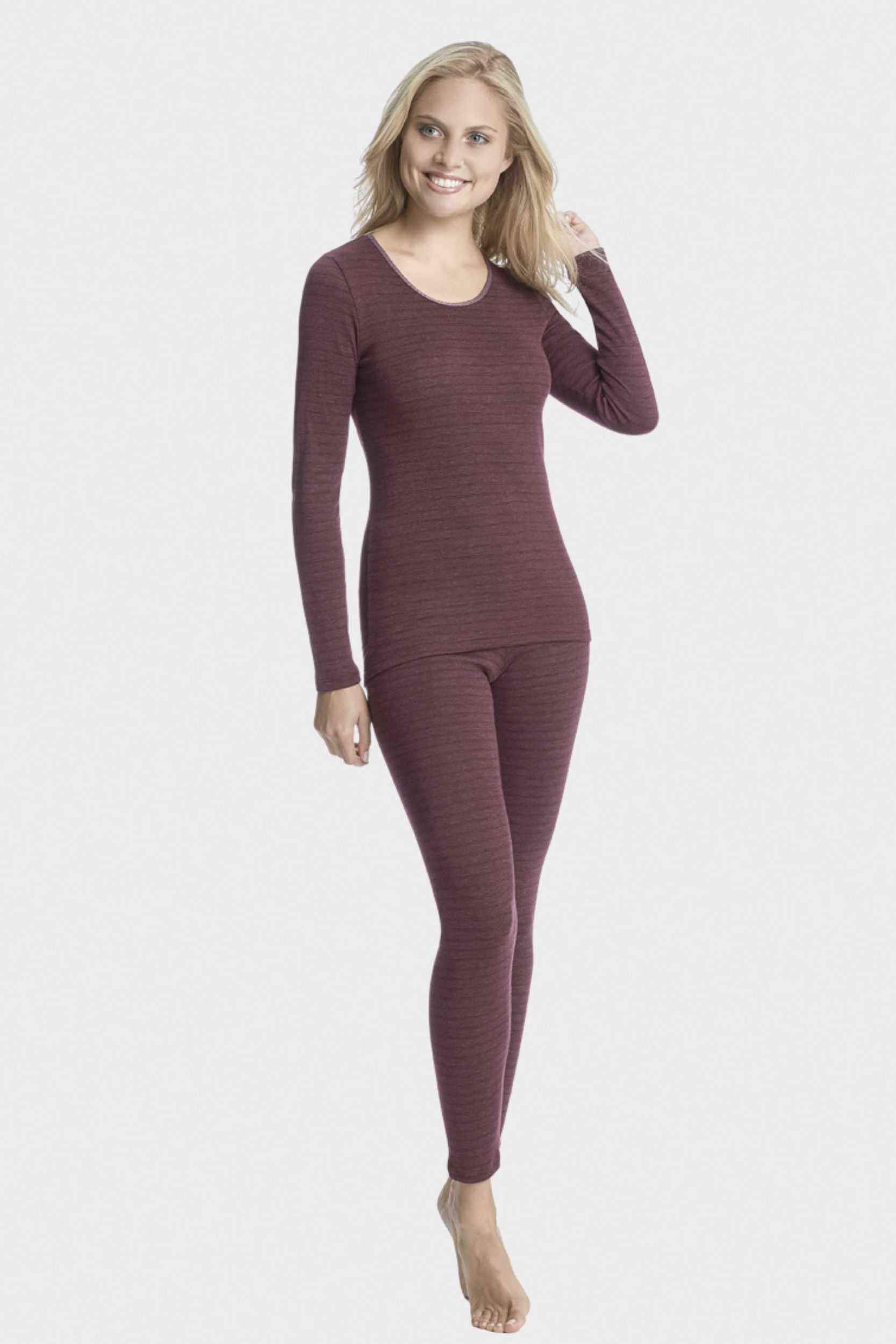 conta Damen Thermo lange Hose in Farbe bordeaux-geringelt Größe 44