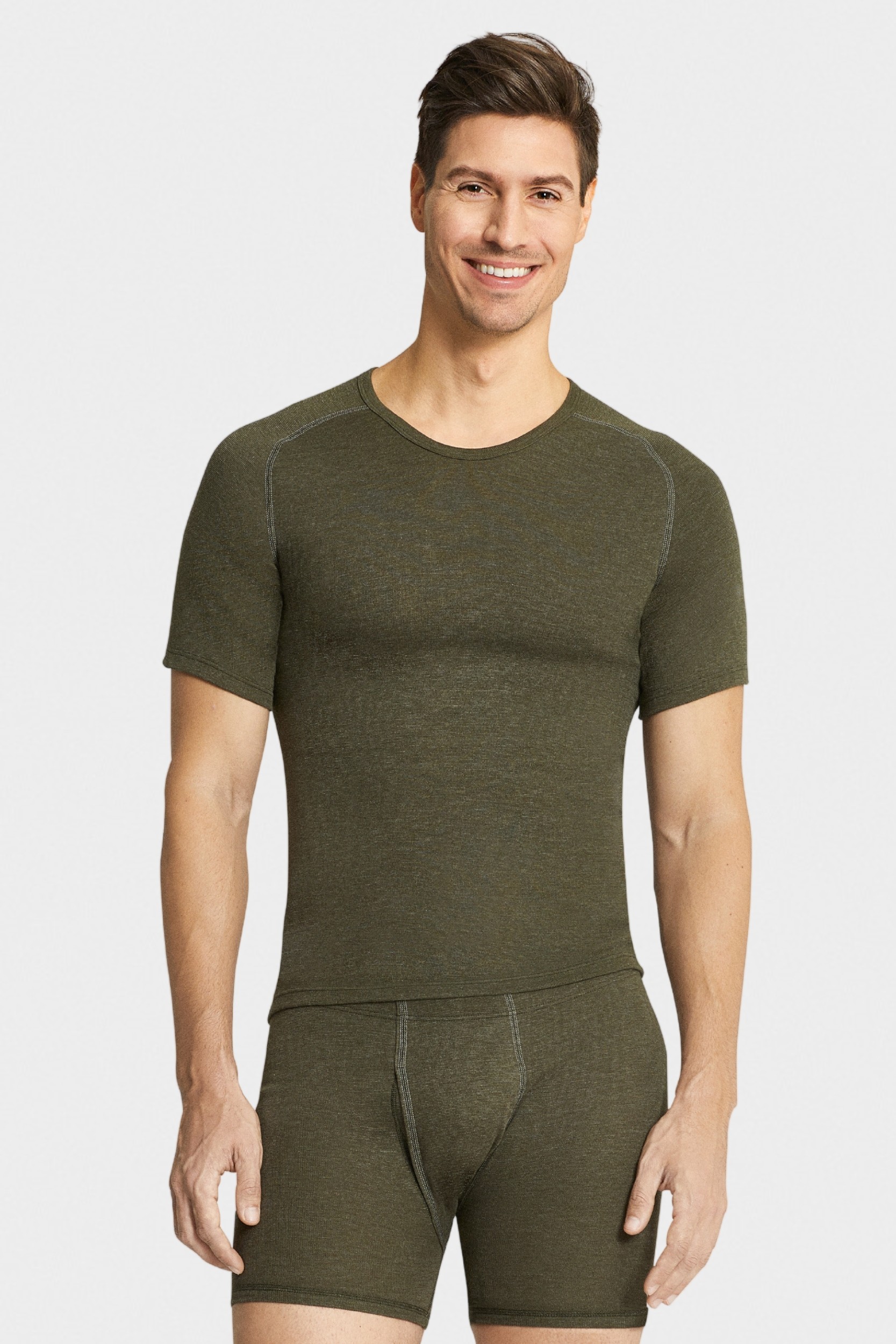 conta Herren Thermo kurzarm Shirt in Farbe oliv melange Größe 6