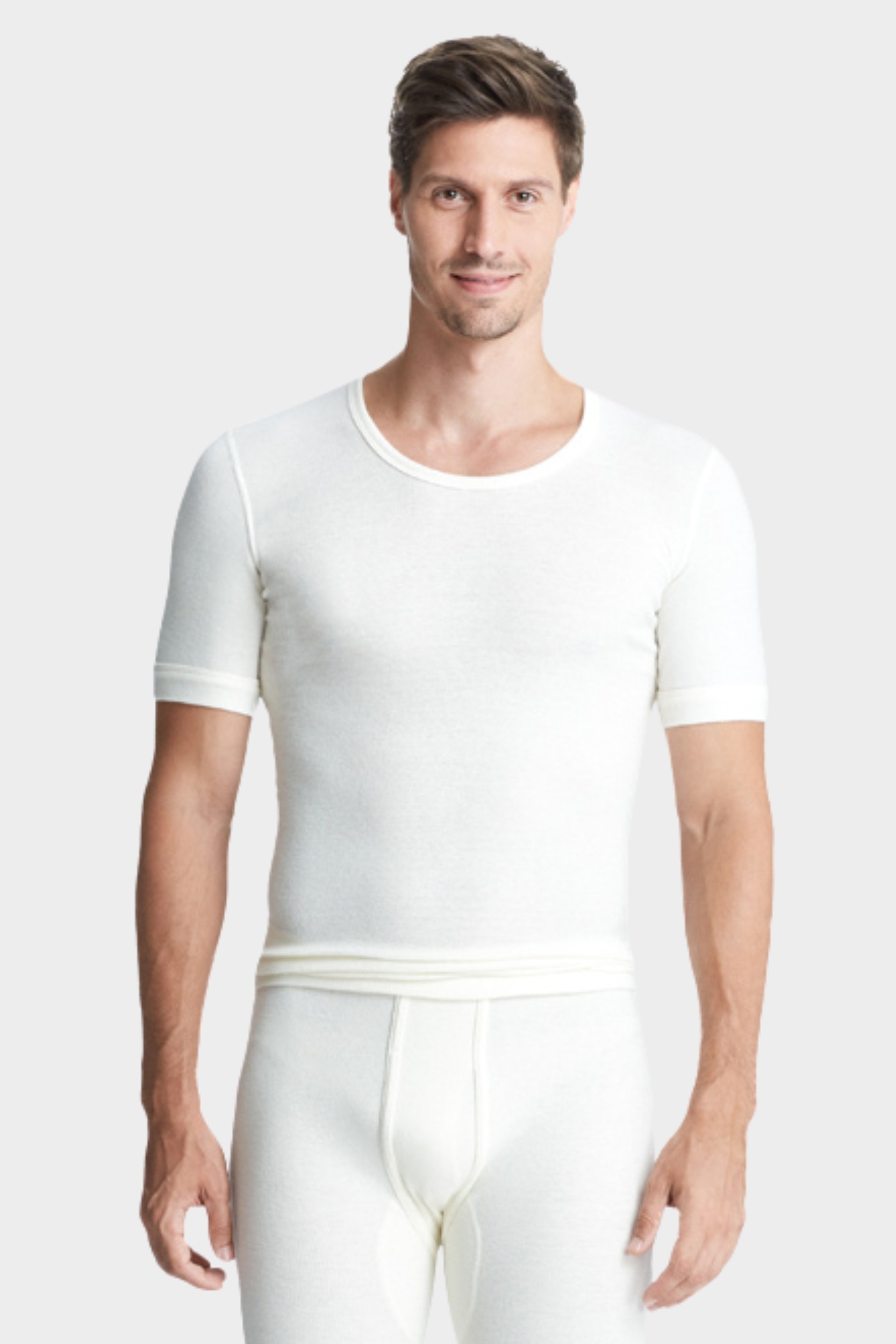 conta Herren kurzarm Shirt Angora/Wolle in Farbe wollweiß Größe 5