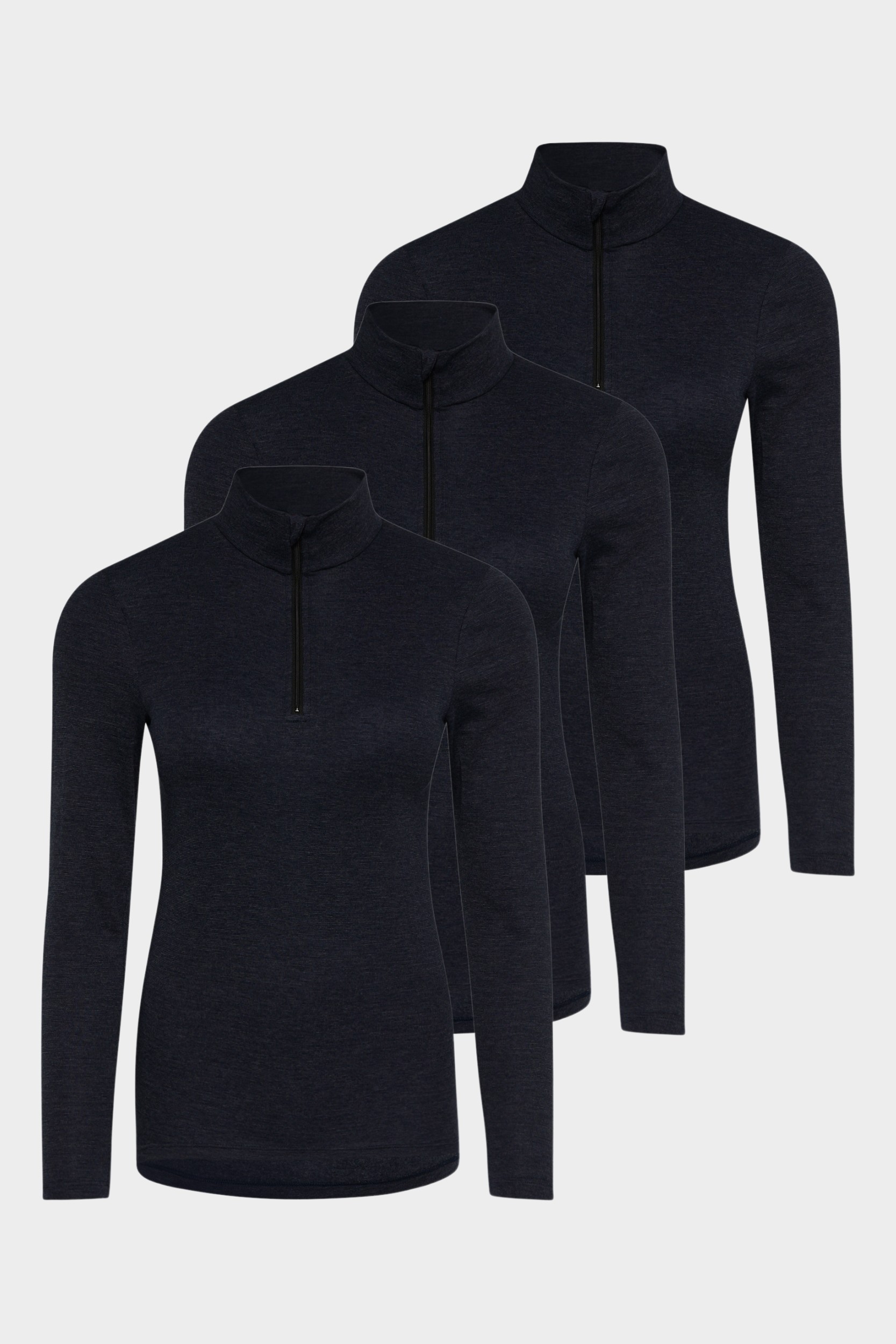 conta Damen Thermo langarm Shirt mit Zipper 3er Pack in Farbe marine melange Größe 42
