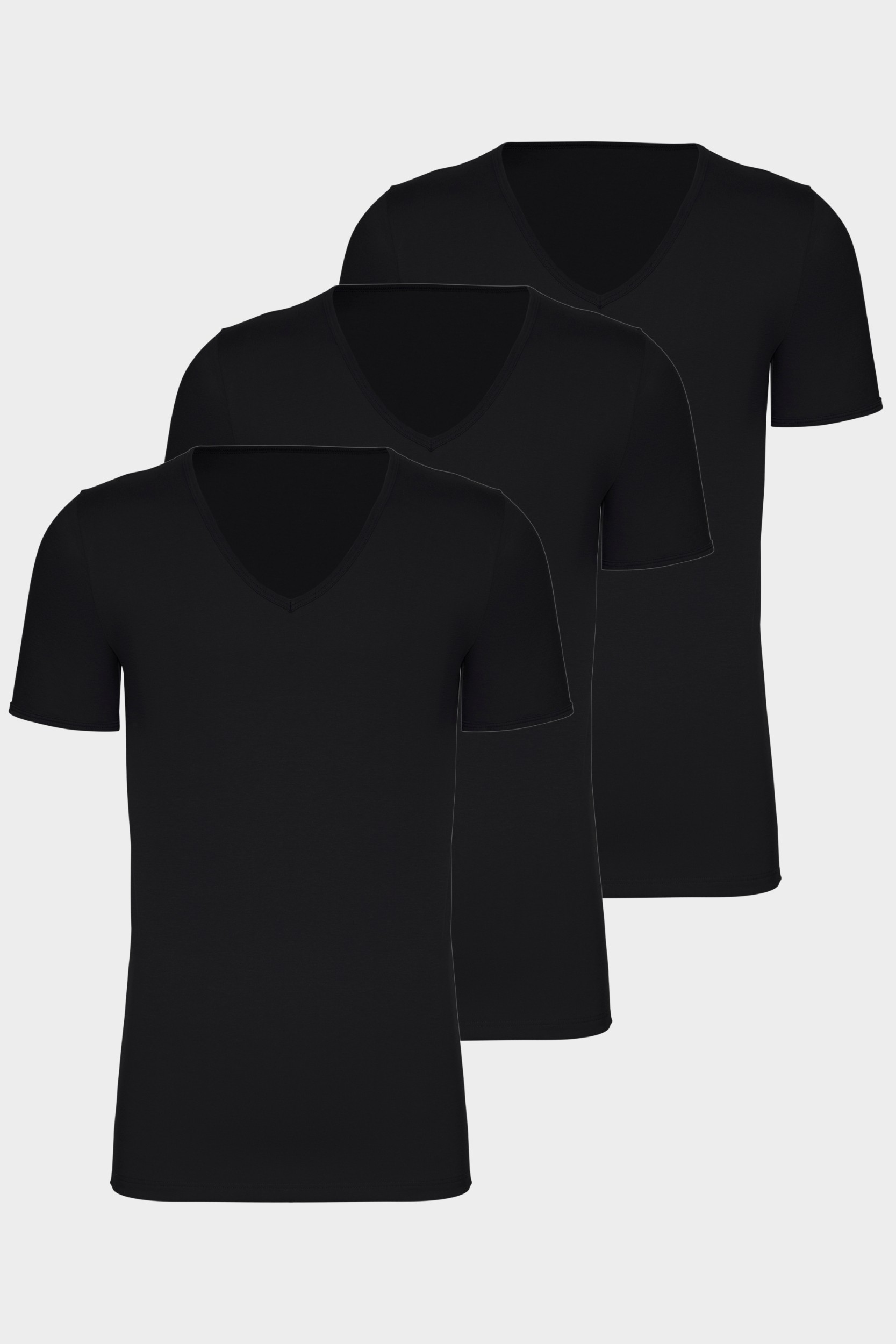 conta Herren Kurzarmshirt V-Ausschnitt 3er Pack in Farbe schwarz Größe M
