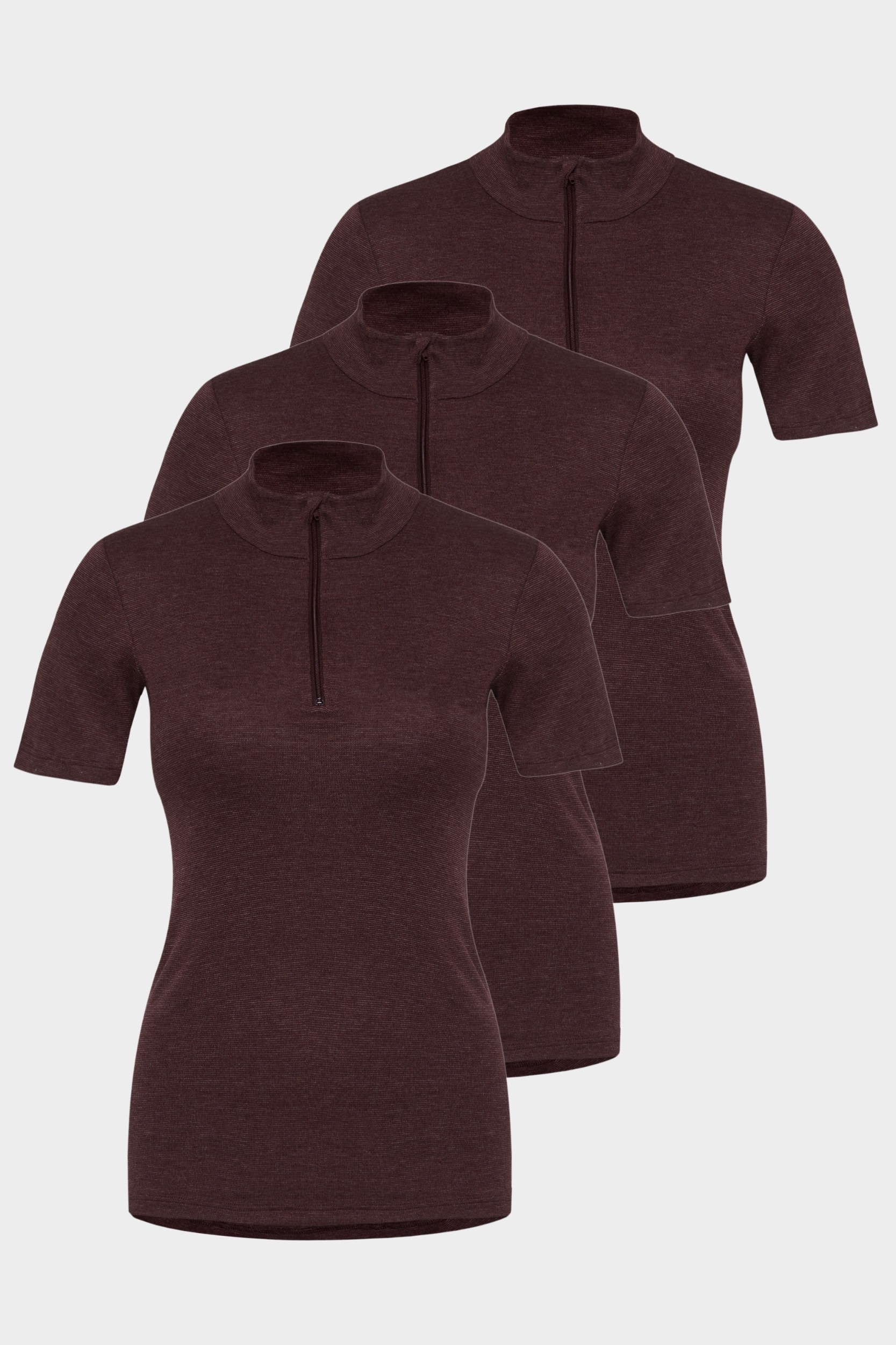 conta Damen Thermo kurzarm Shirt mit Zipper 3er Pack in Farbe burgund melange Größe 50