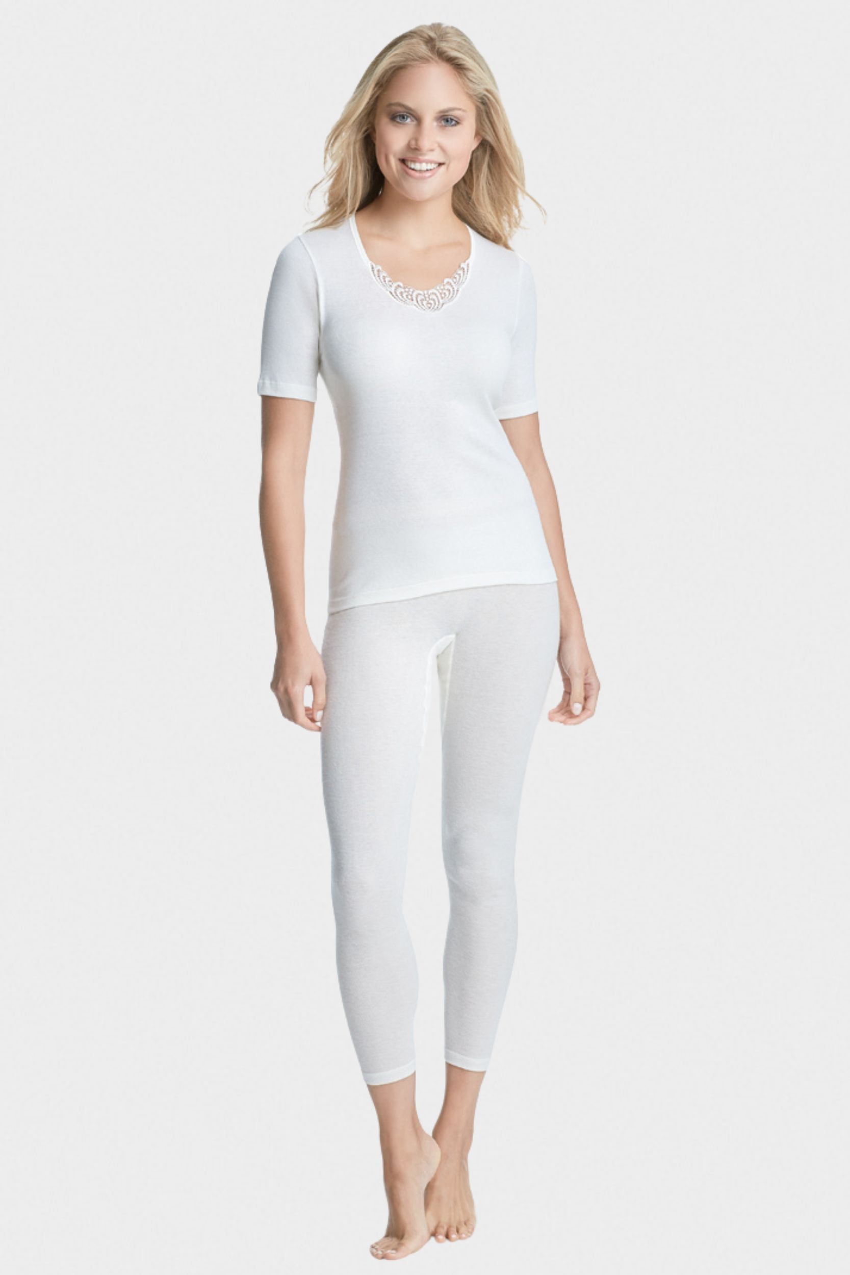 conta Damen lange Hose Baumwolle/Angora in Farbe wollweiß Größe 46