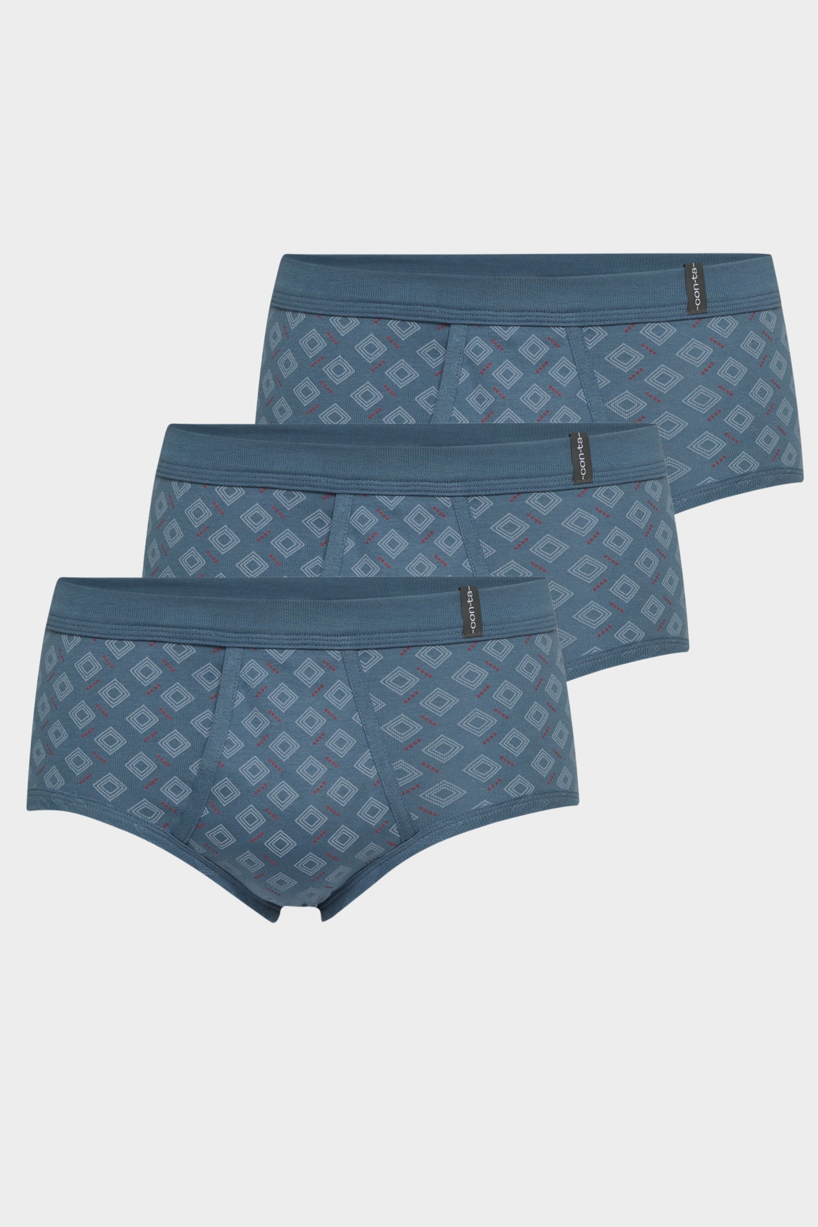 conta Herren Slip mit Eingriff 3er Pack in Farbe Druck silber auf stahlblau Größe 6