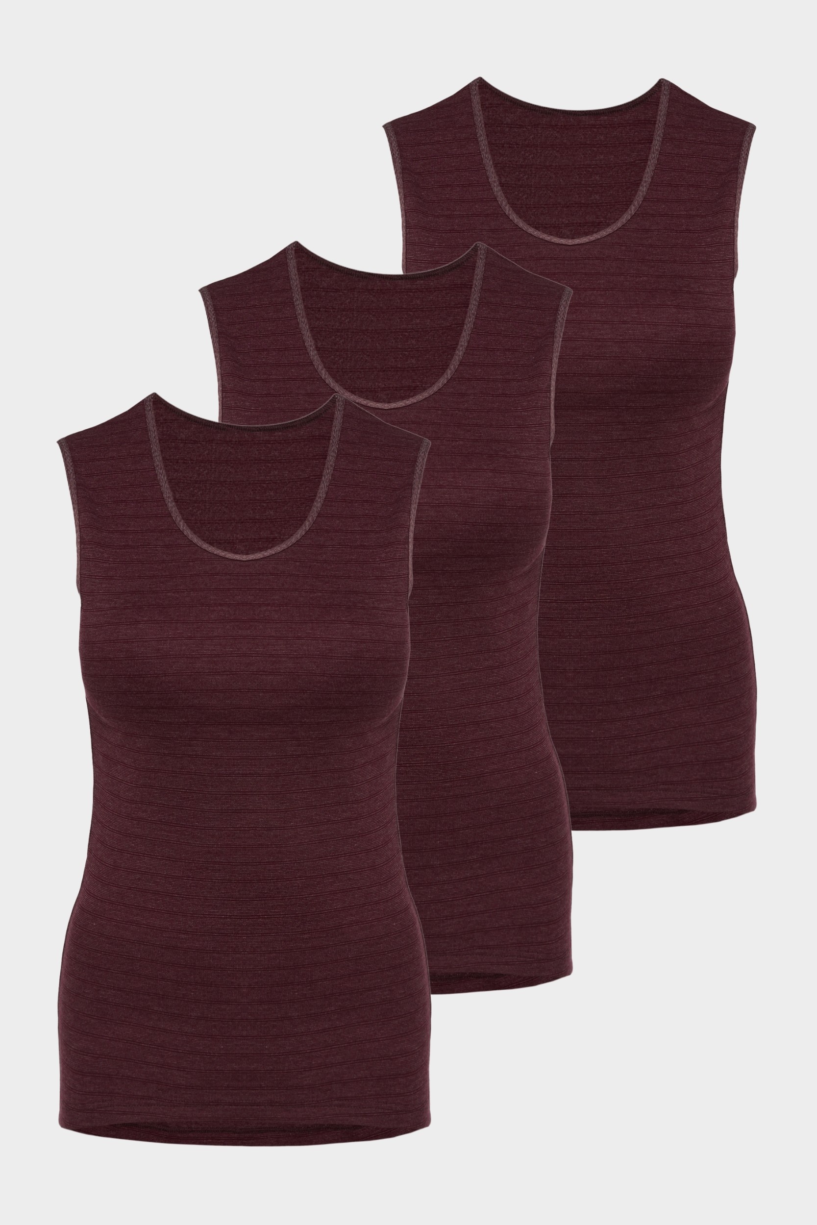 conta Damen Thermo Unterhemd 3er Pack in Farbe bordeaux geringelt Größe 38