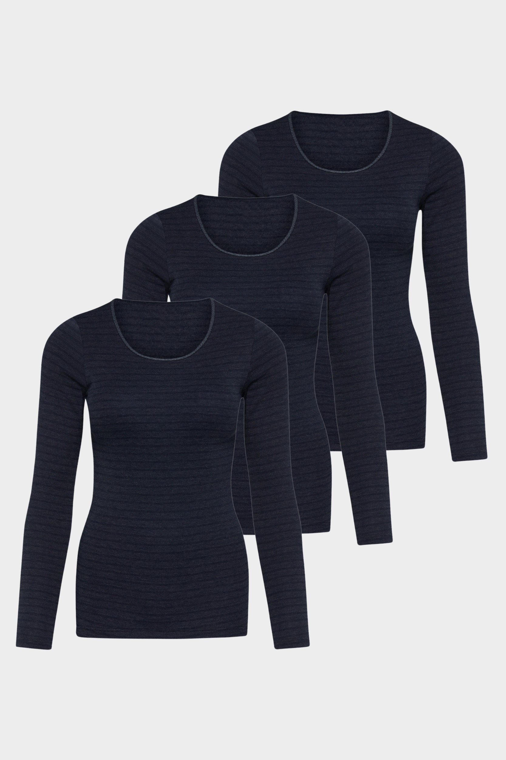 conta Damen Thermo langarm Shirt 3er Pack in Farbe marine geringelt Größe 46