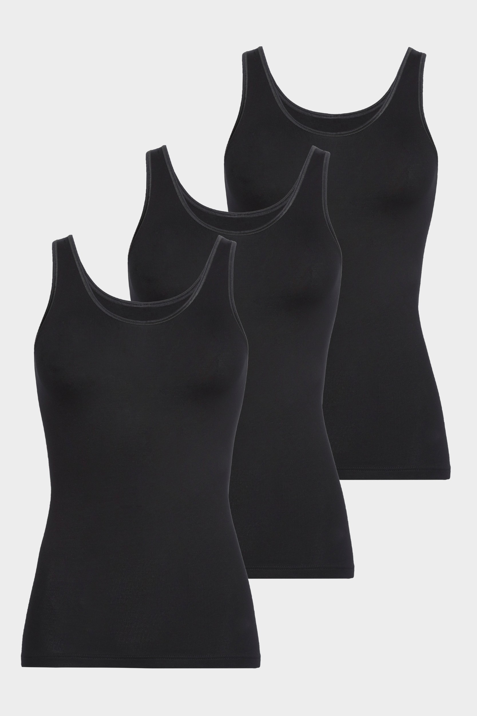 conta Damen Achselhemd 3er Pack in Farbe schwarz Größe 48