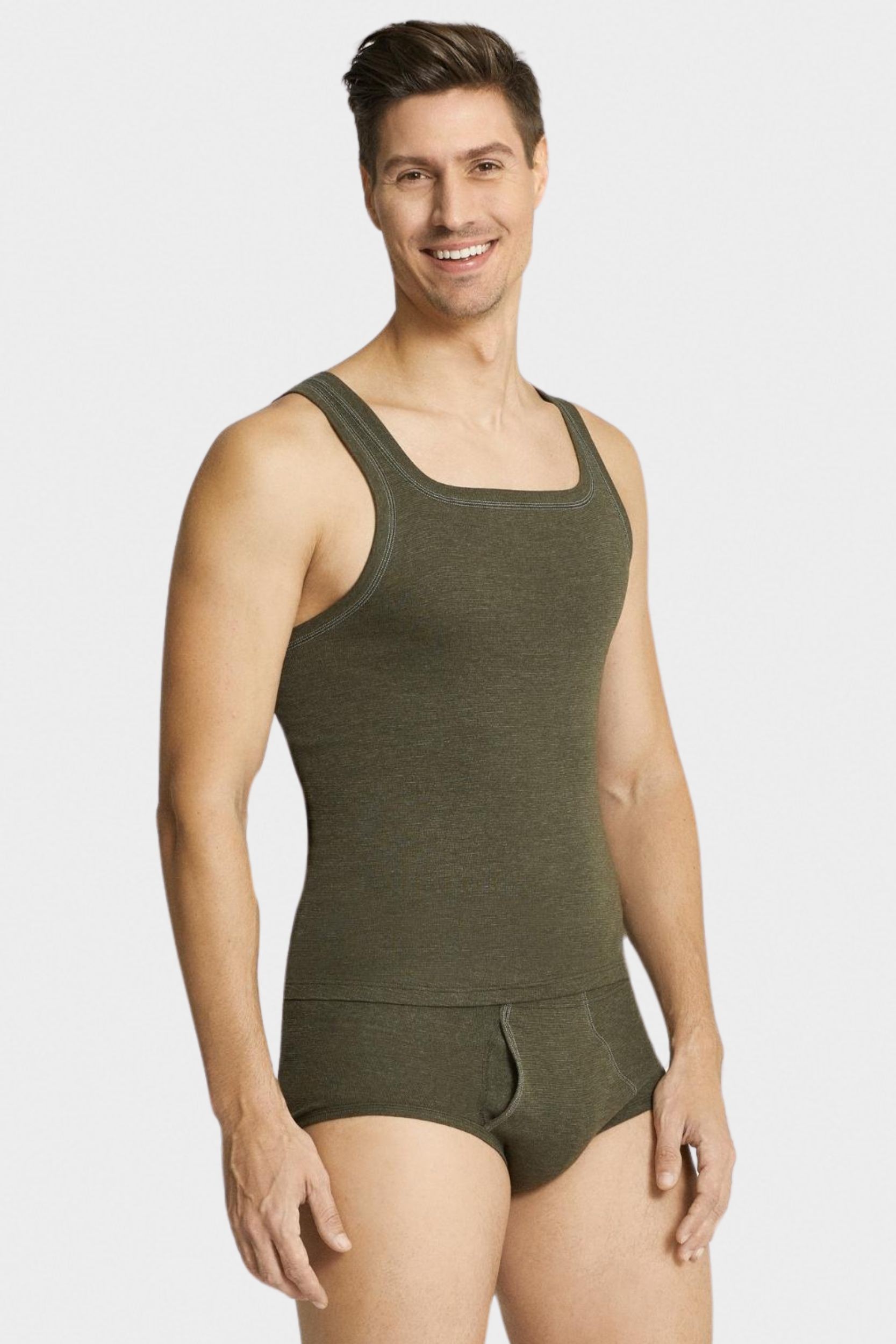 conta Herren Thermo Unterhemd in Farbe oliv melange Größe 6