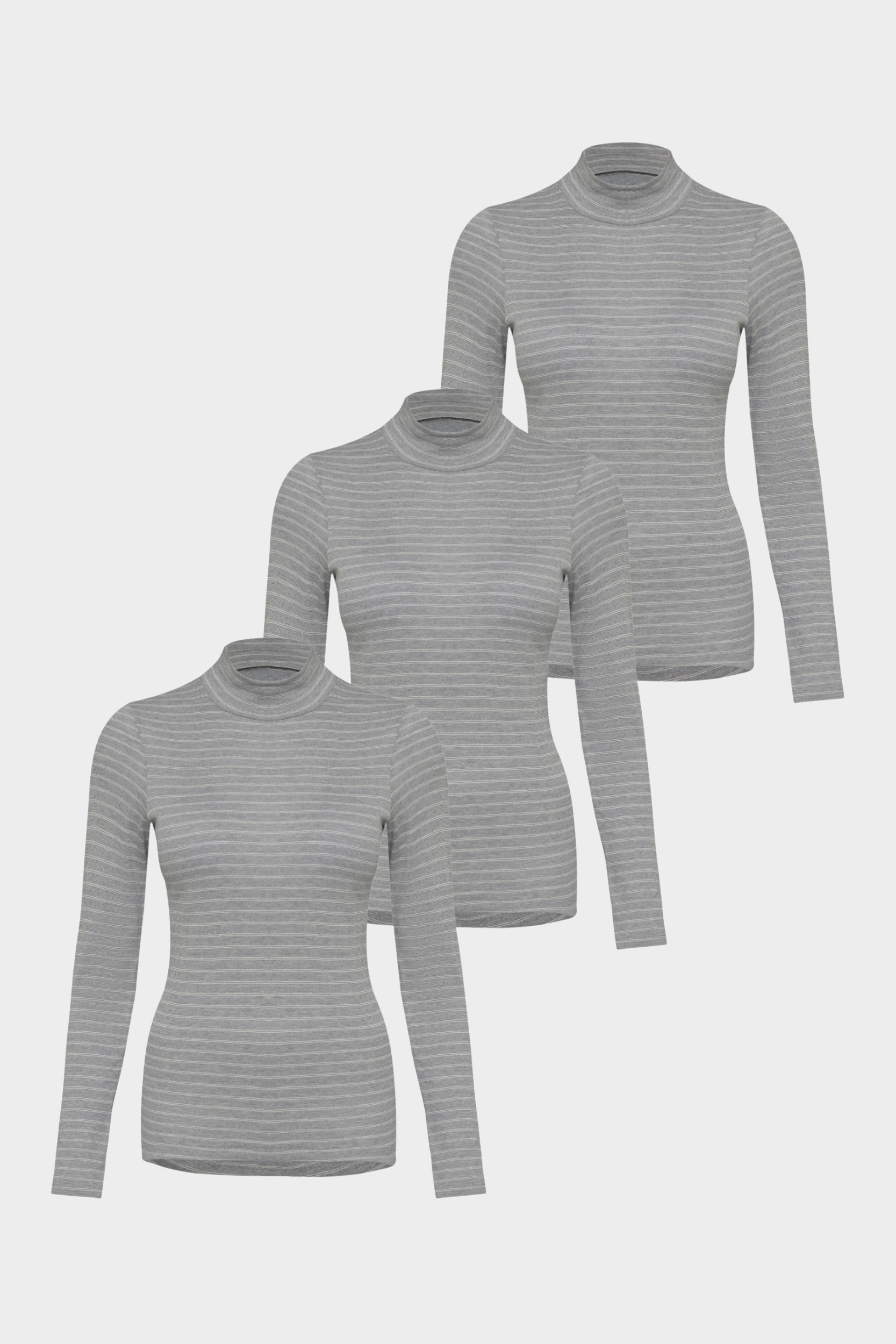 conta Damen Shirt 1/1 Arm mit Stehkragen 3er Pack in Farbe sterling geringelt Größe 48