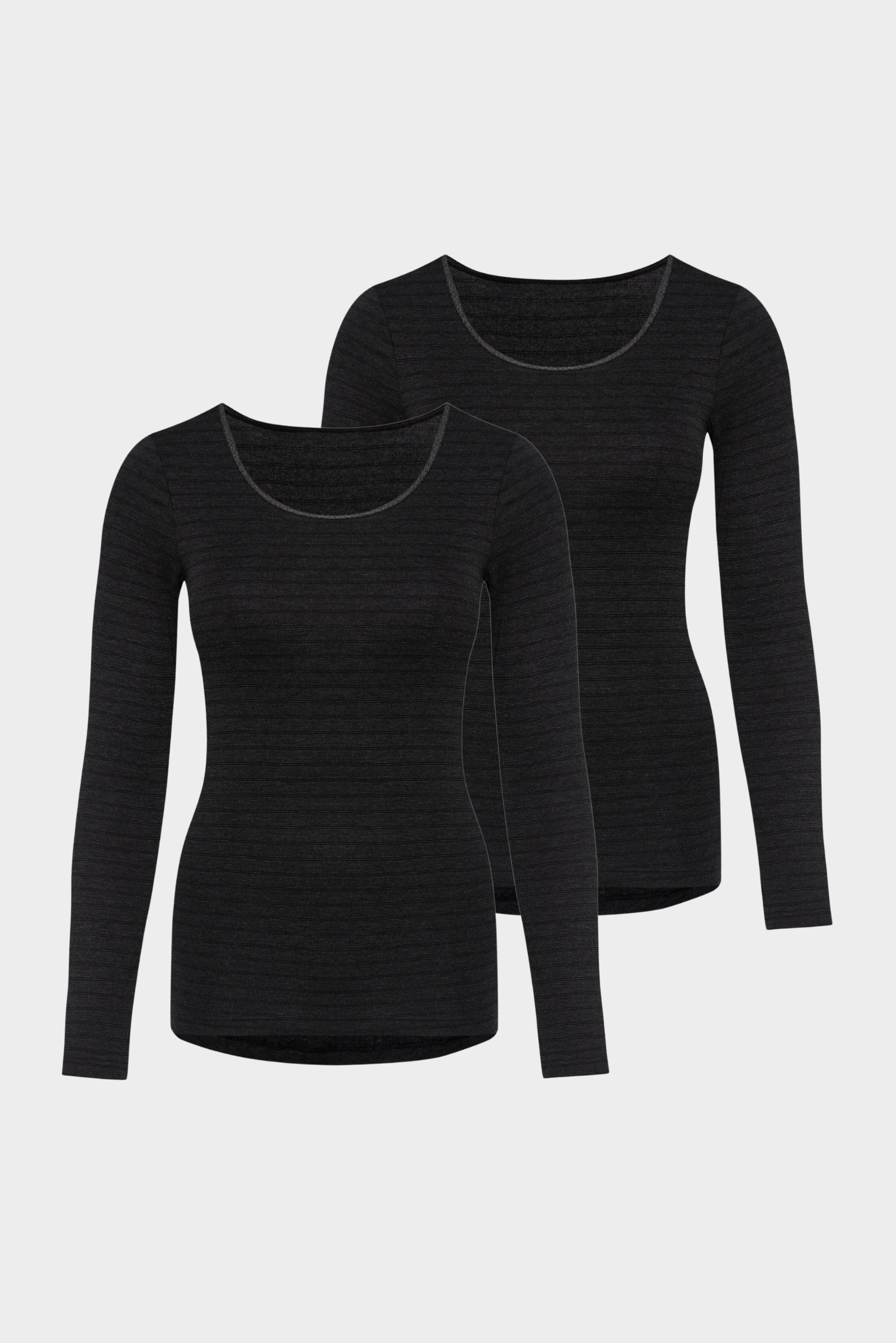 conta Damen Thermo langarm Shirt 2er Pack in Farbe schwarz geringelt Größe 46