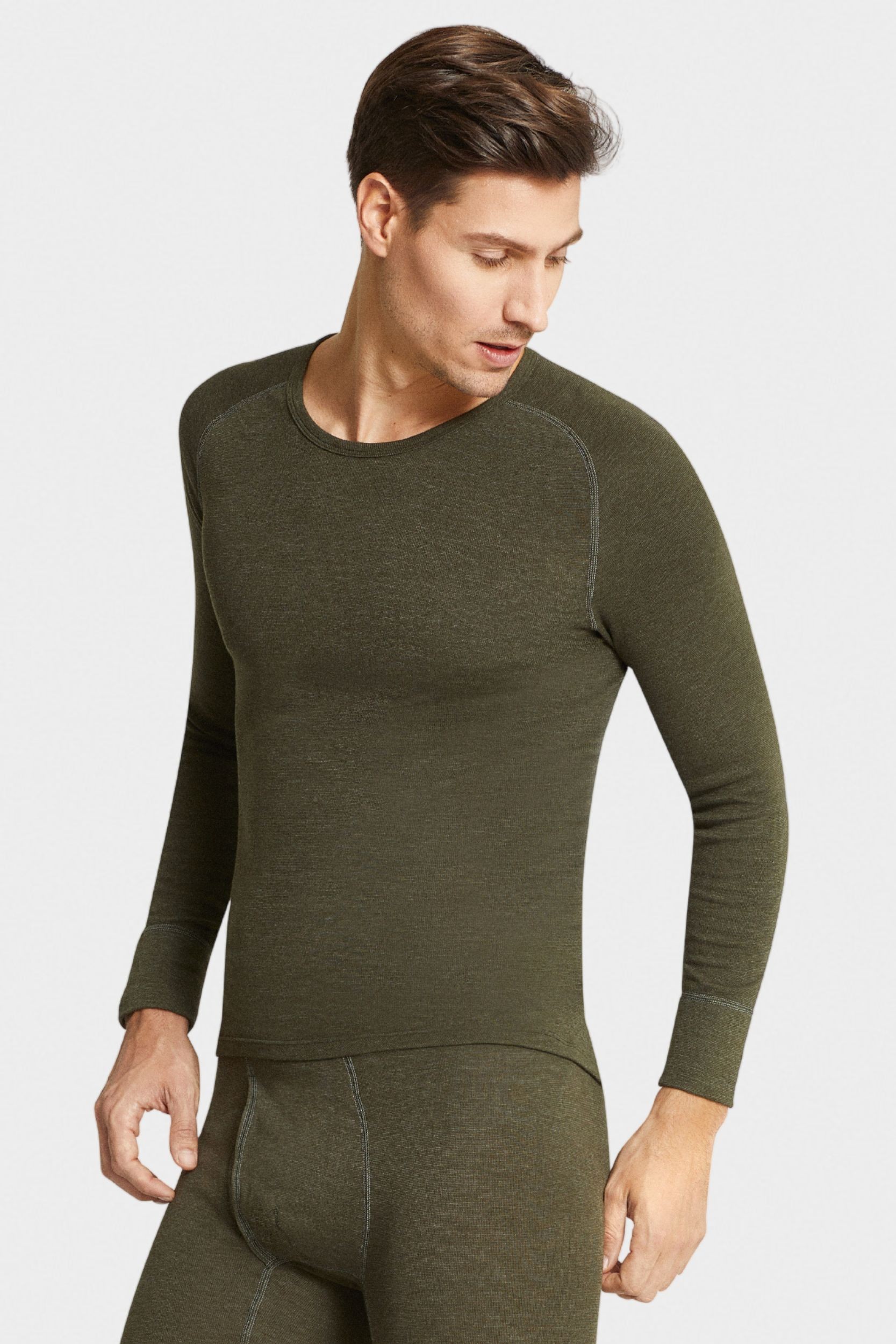 conta Herren Thermo langarm Shirt in Farbe oliv melange Größe 6