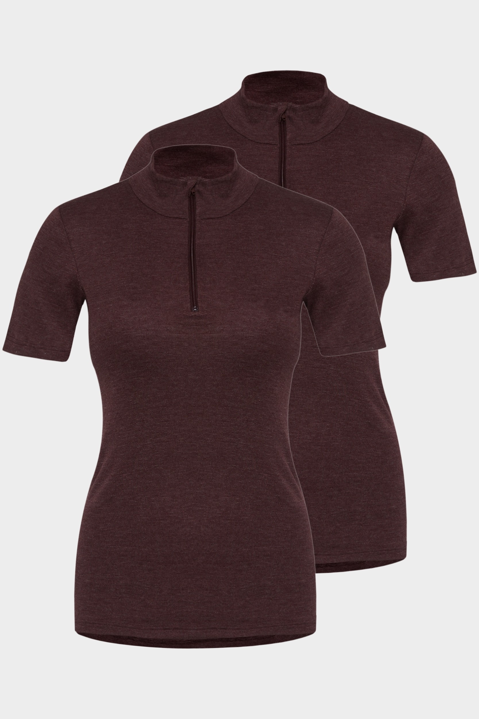 conta Damen Thermo kurzarm Shirt mit Zipper 2er Pack in Farbe burgund melange Größe 46