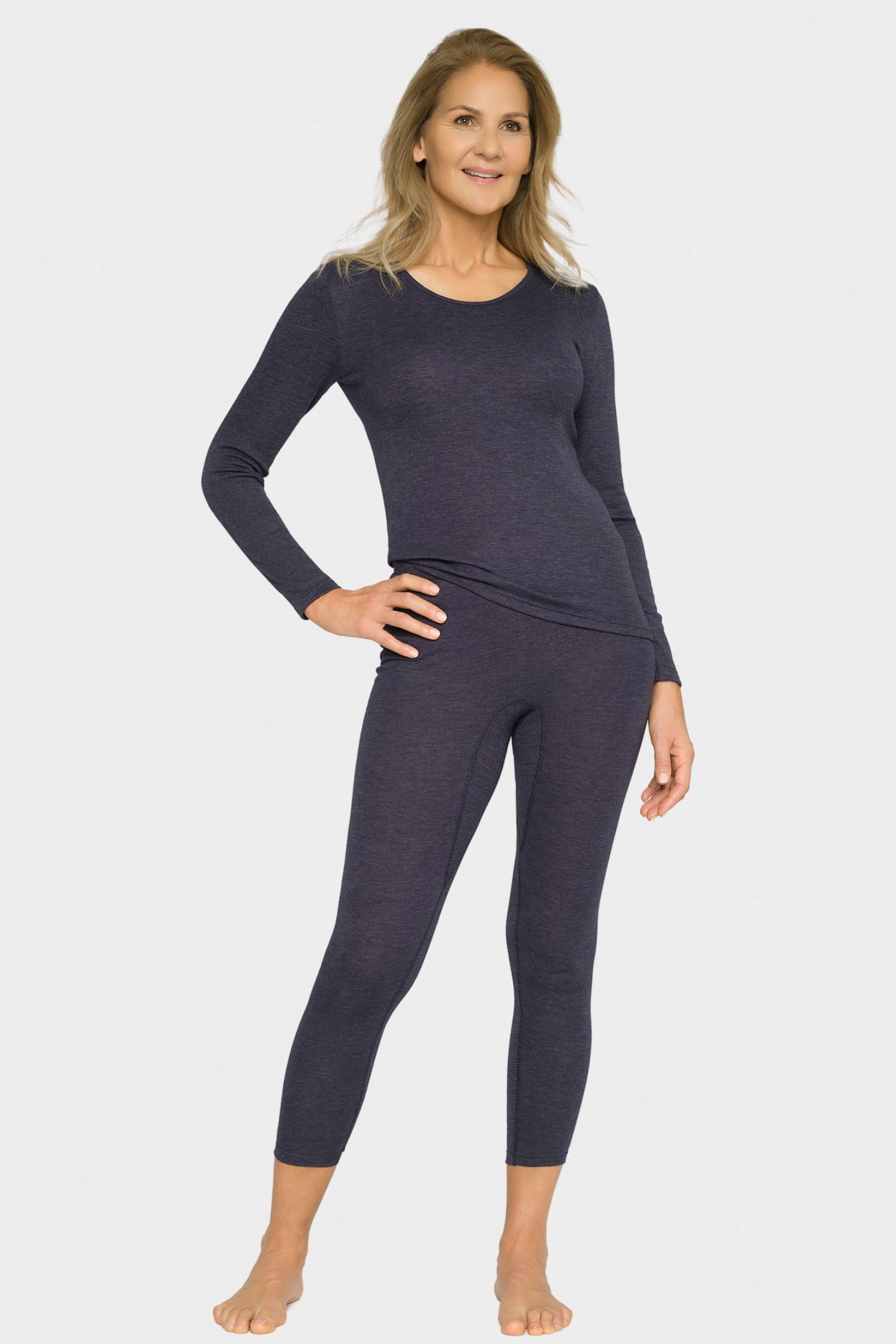 conta Damen Thermo lange Hose in Farbe marine melange Größe 44