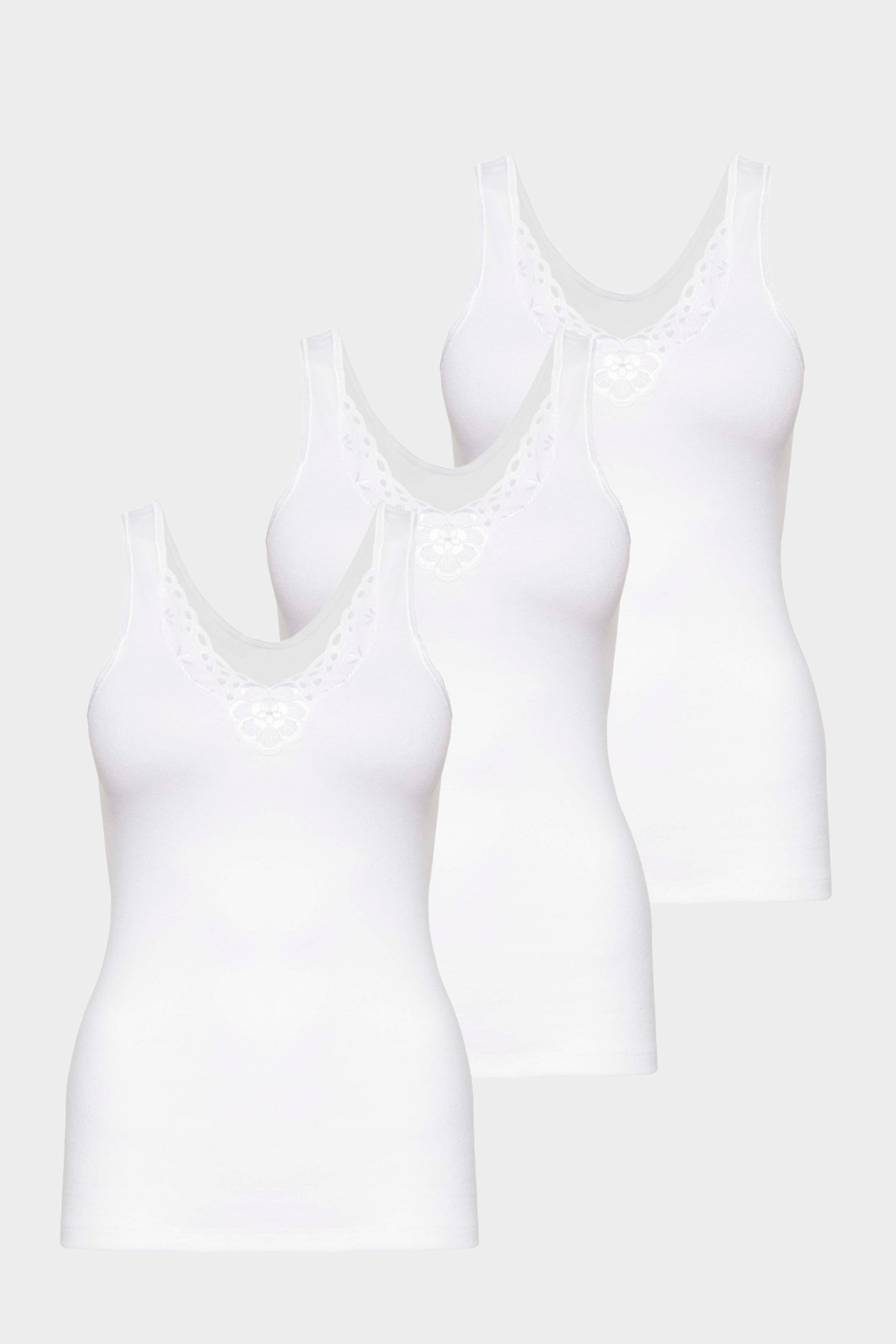 conta Damen Achselhemd mit Motiv 3er Pack in Farbe weiss Größe 46