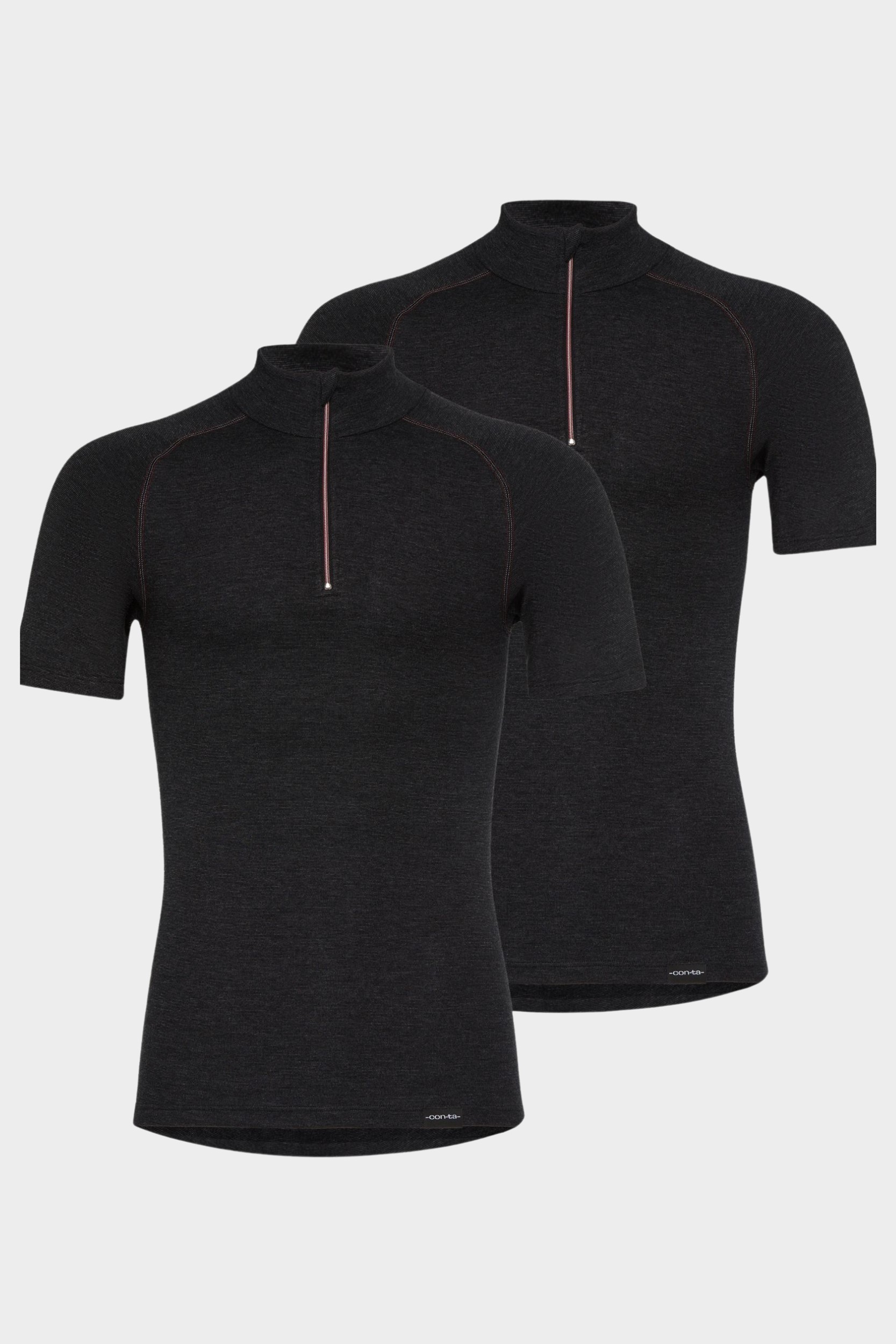 conta Herren Thermo kurzarm Shirt mit Zipper 2er Pack in Farbe schwarz melange Größe 5