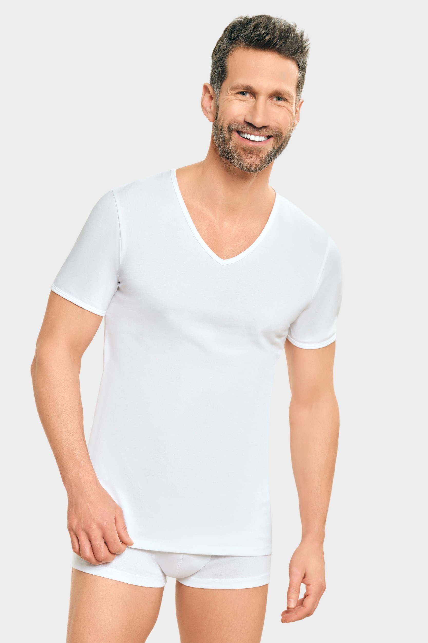 conta Herren Kurzarmshirt V-Ausschnitt in Farbe weiss Größe XL