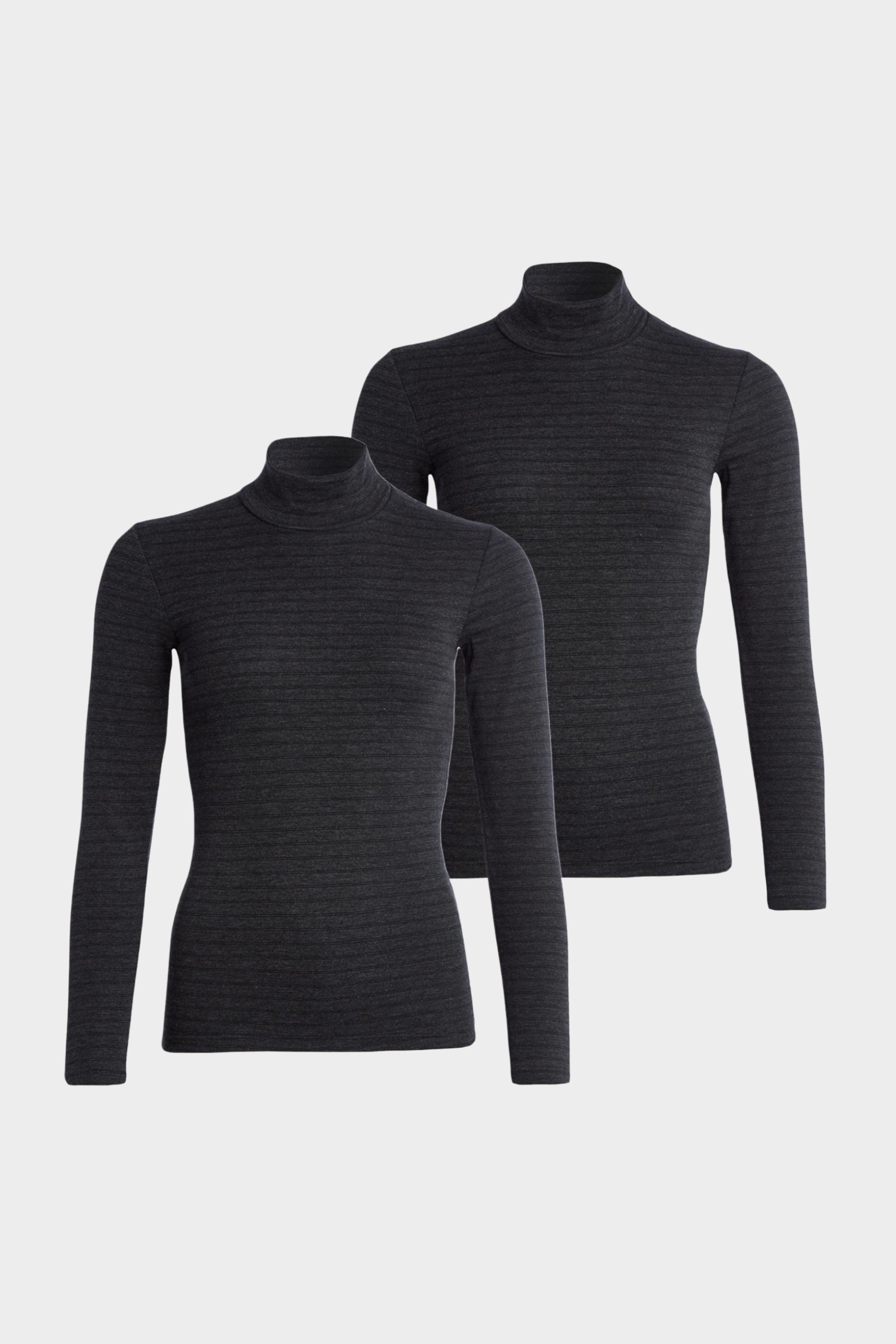 conta Damen Shirt 1/1 Arm mit Stehkragen 2er Pack in Farbe schwarz geringelt Größe 46