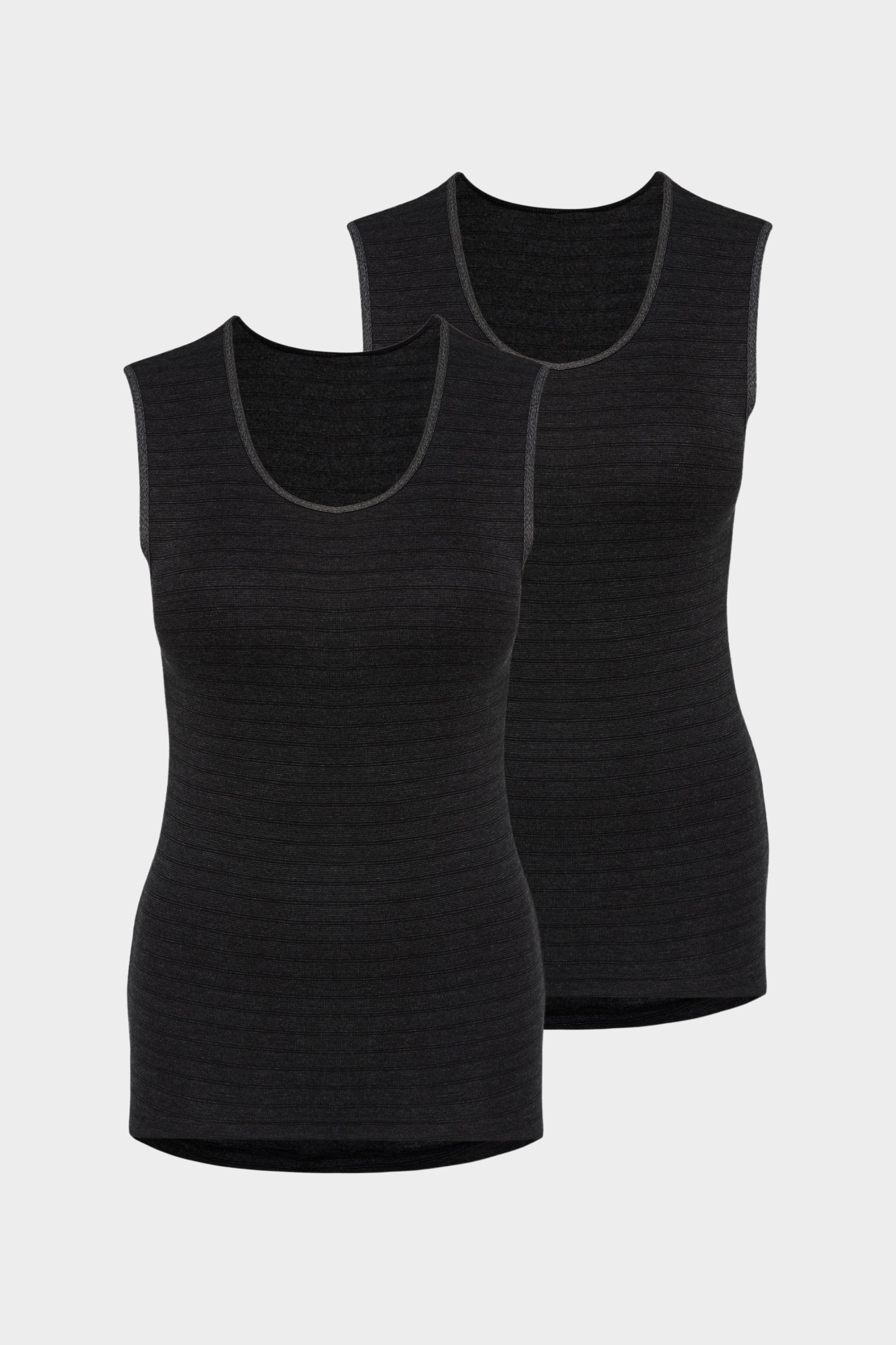 conta Damen Thermo Unterhemd 2er Pack in Farbe schwarz geringelt Größe 44