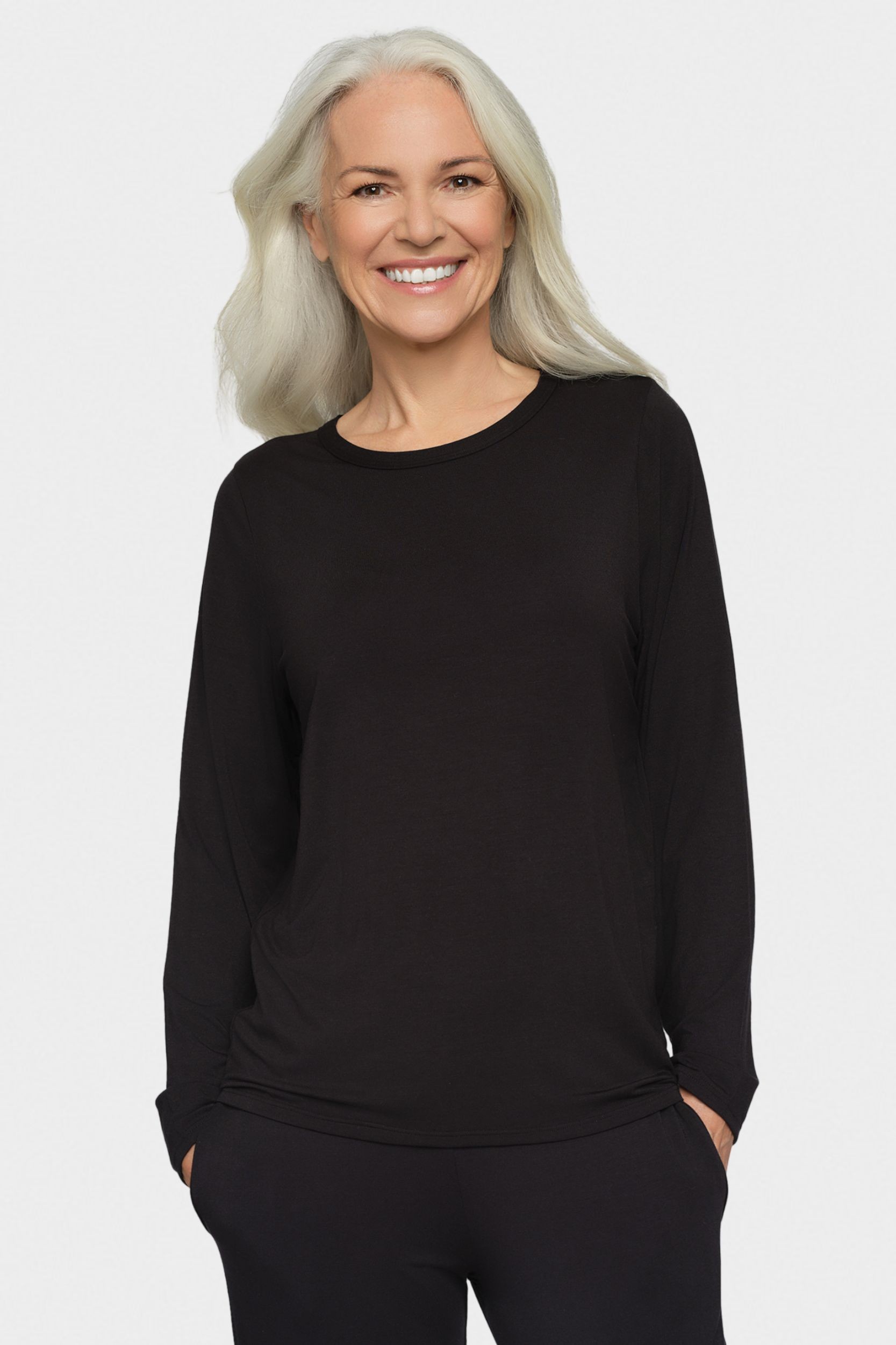 conta Damen Shirt langarm in Farbe schwarz Größe 48