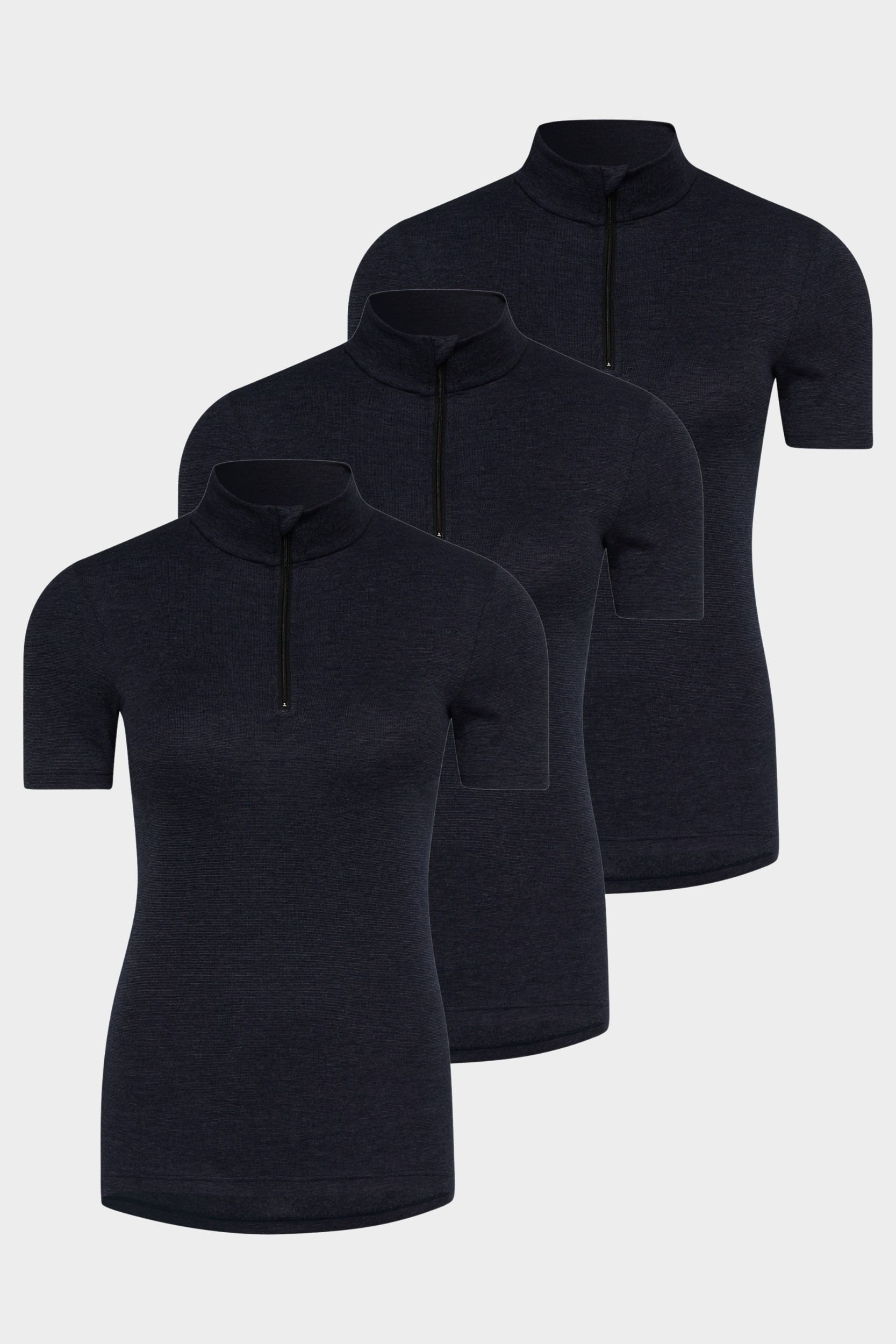 conta Damen Thermo kurzarm Shirt mit Zipper 3er Pack in Farbe marine melange Größe 46