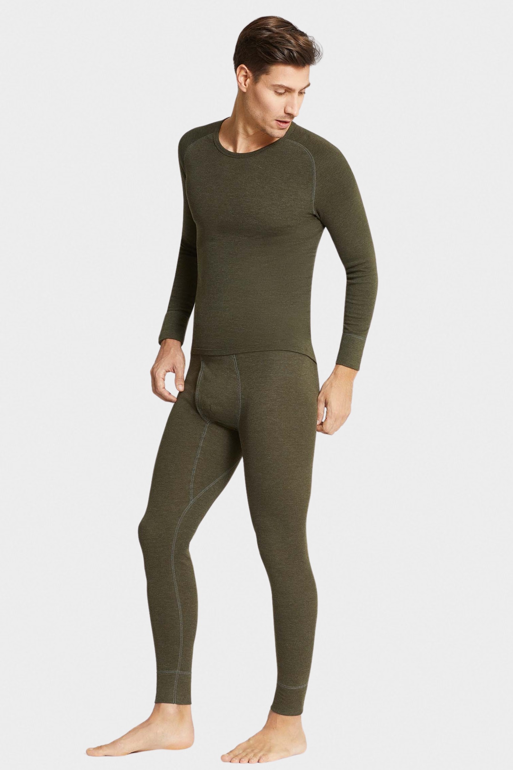 conta Herren Thermo lange Hose mit Eingriff in Farbe oliv melange Größe 6