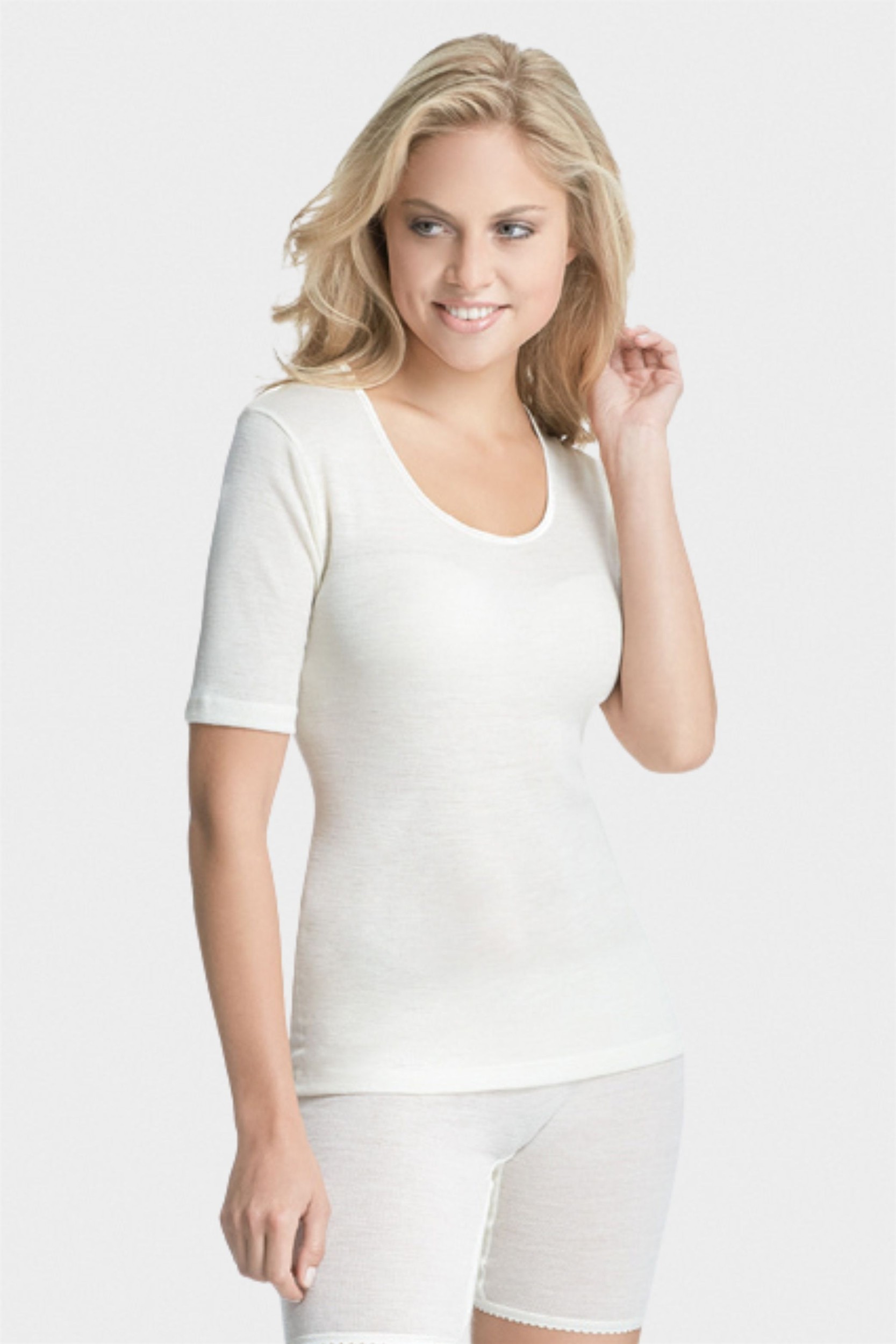 conta Damen Spenzer 1/4 Arm Merino in Farbe wollweiß Größe 48