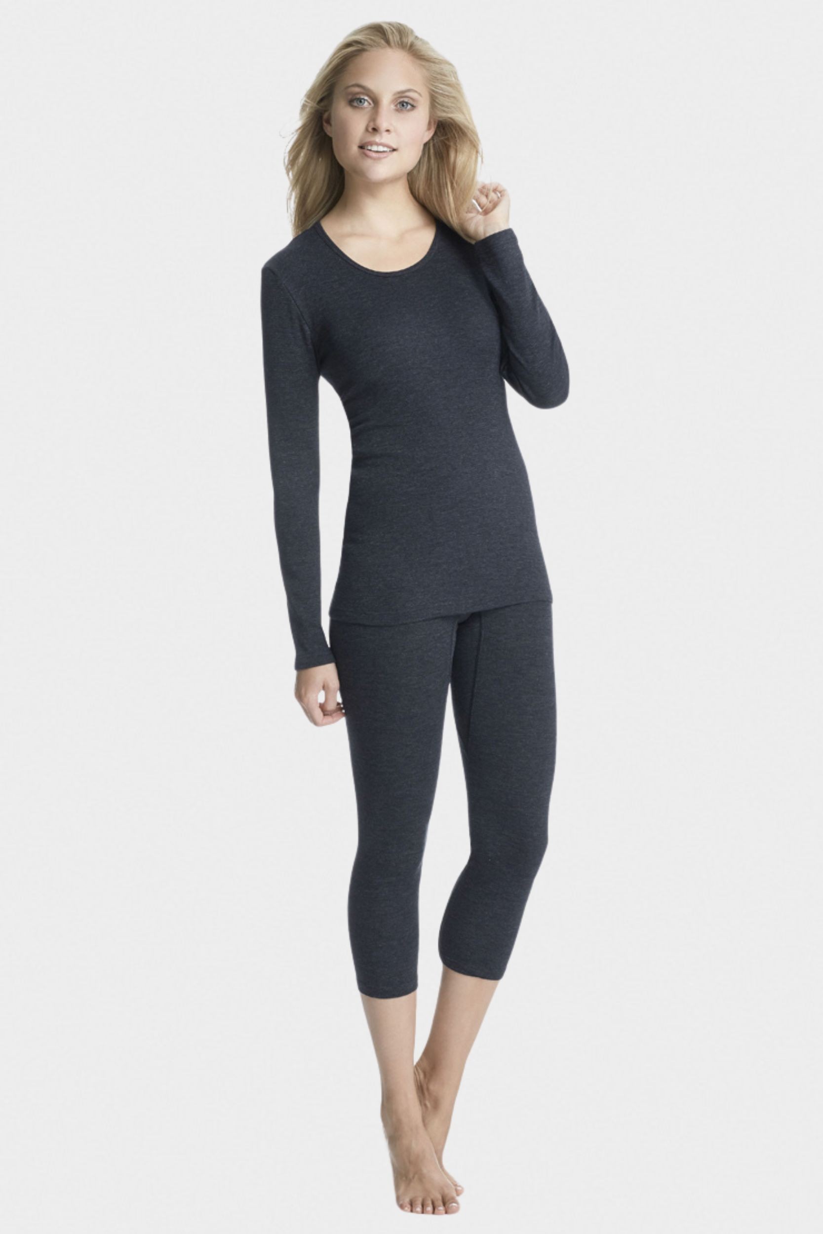 conta Damen Thermo 3/4 lange Hose in Farbe schwarz melange Größe 38