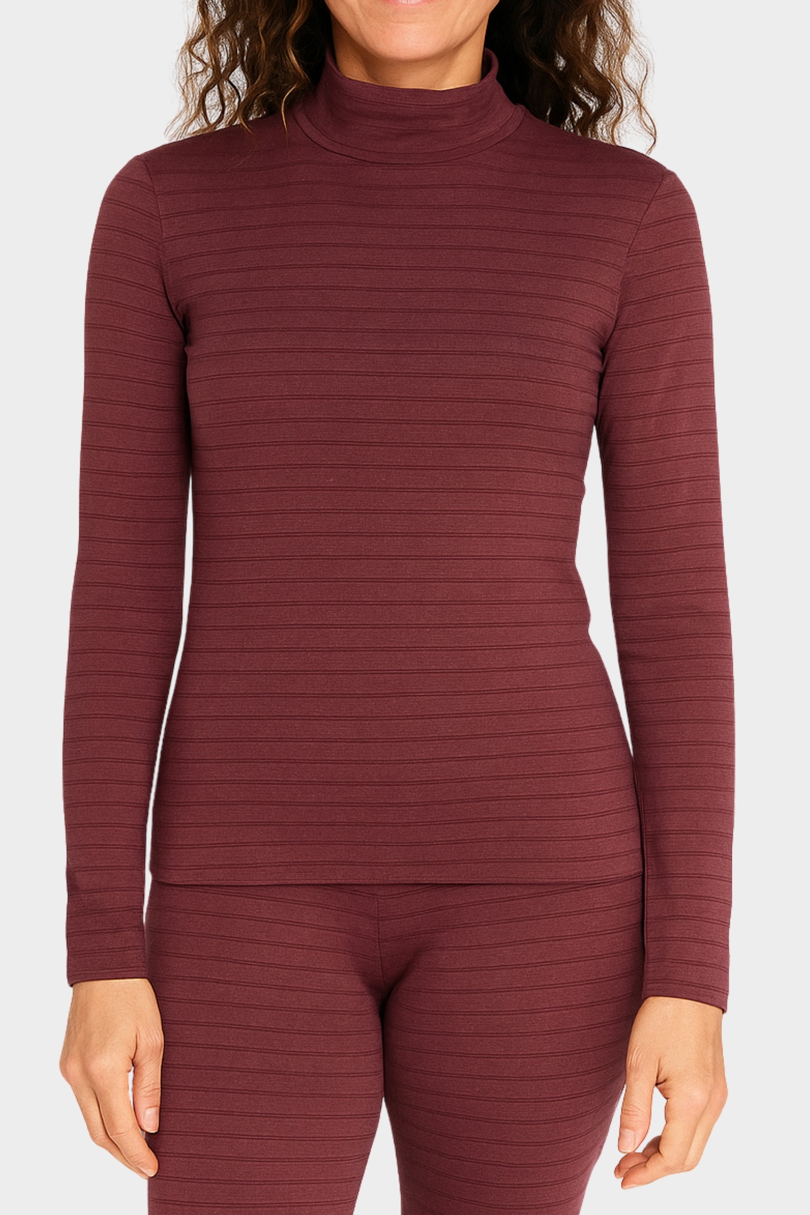 conta Damen Shirt 1/1 Arm mit Stehkragen in Farbe bordeaux geringelt Größe 36