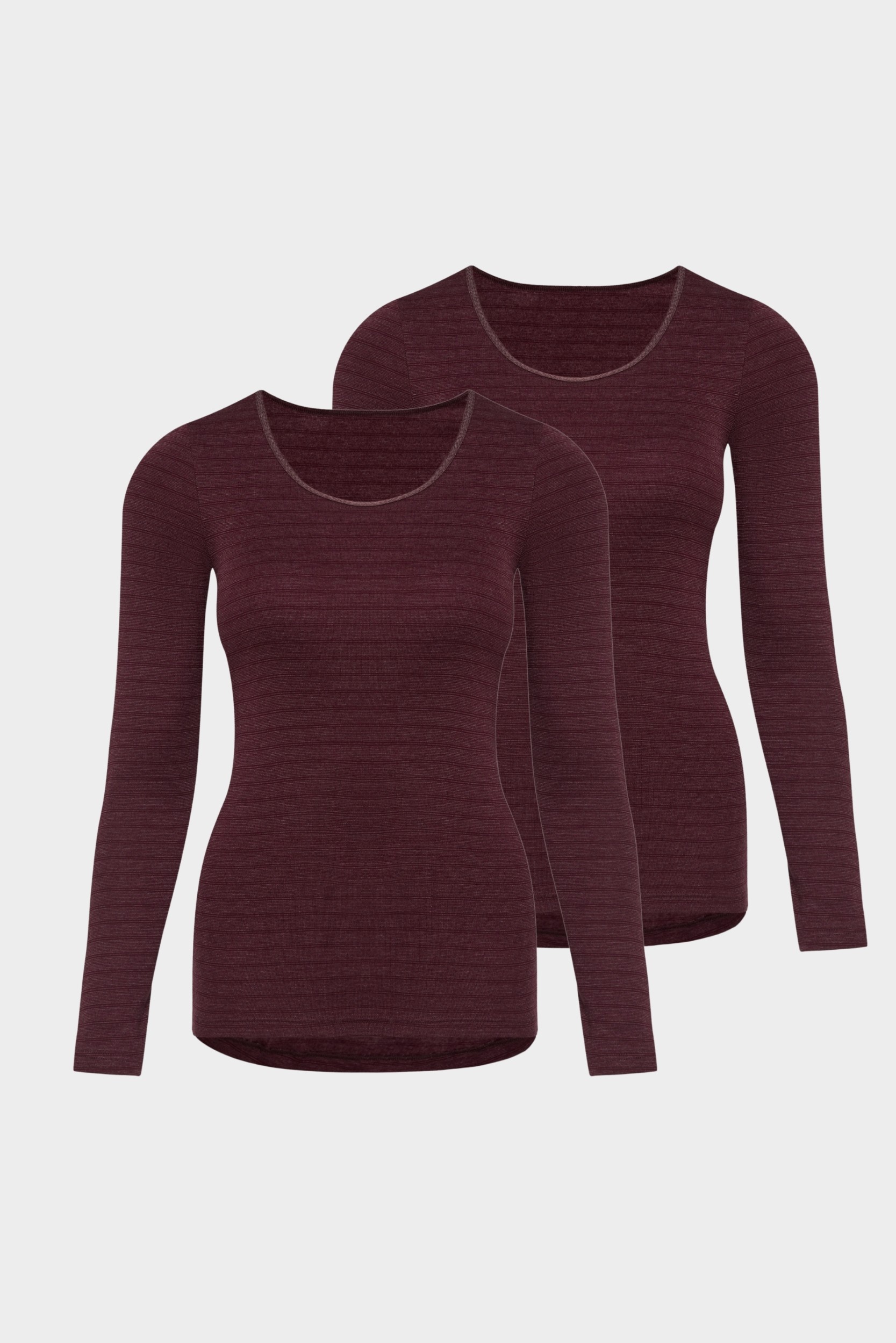 conta Damen Thermo langarm Shirt 2er Pack in Farbe bordeaux geringelt Größe 40