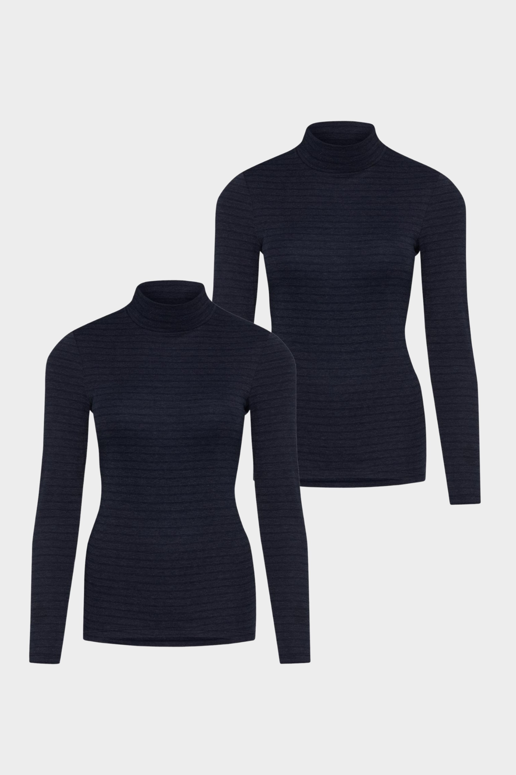 conta Damen Shirt 1/1 Arm mit Stehkragen 2er Pack in Farbe marine geringelt Größe 48